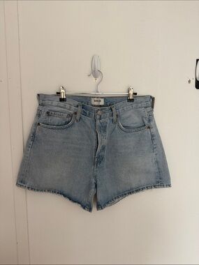 AGOLDE Light Blue High-Rise Denim Shorts